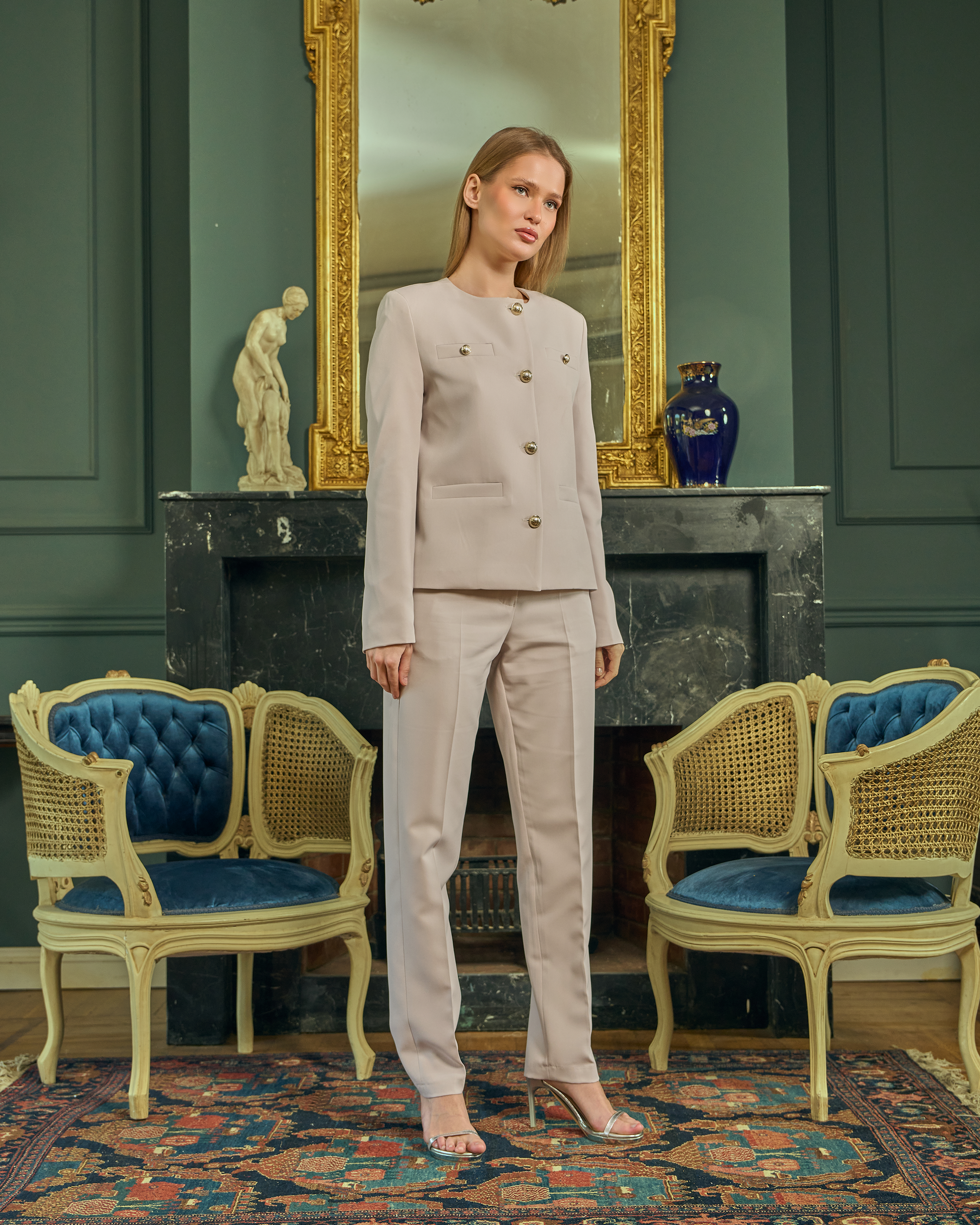 Elevated Classic Collarless Suit Set — 11