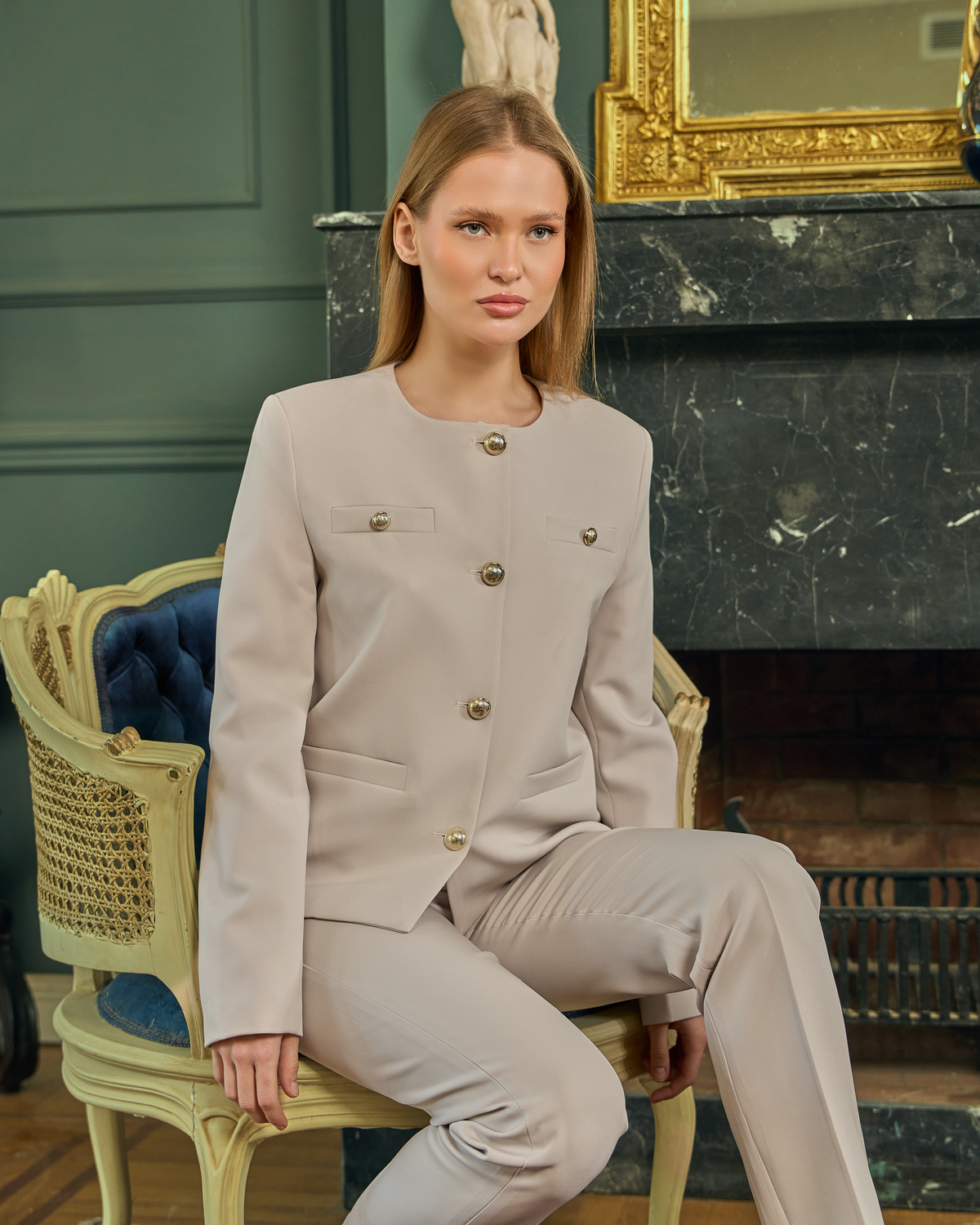 Elevated Classic Collarless Suit Set