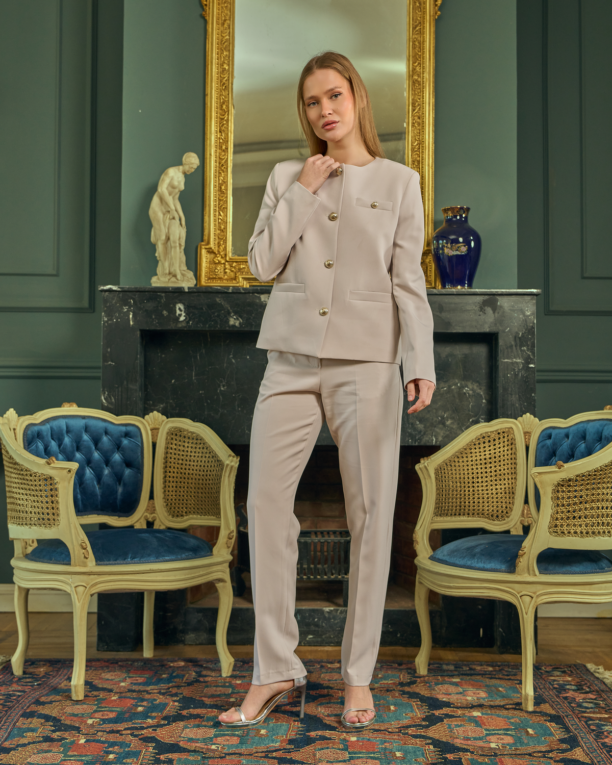 Elevated Classic Collarless Suit Set