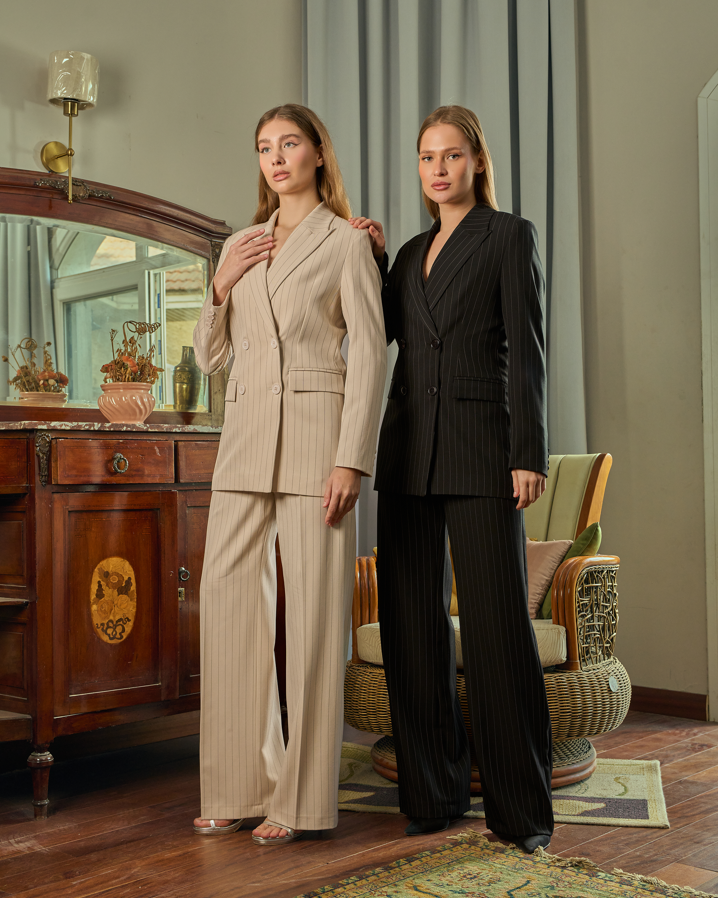 Sophisticated Pinstripe Pant Suit — 10