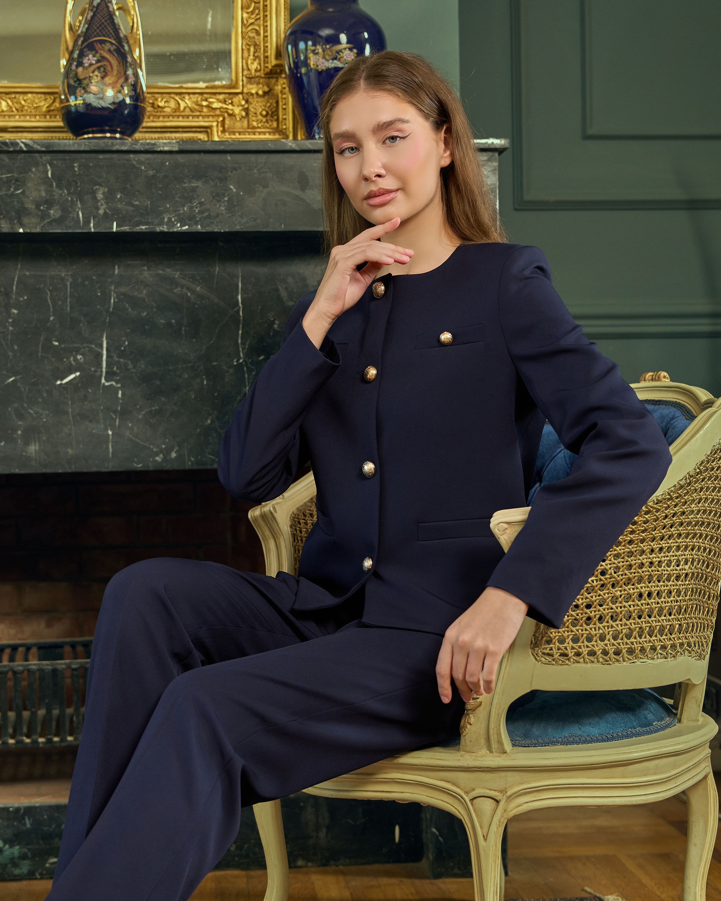 Elevated Classic Collarless Suit Set — 8