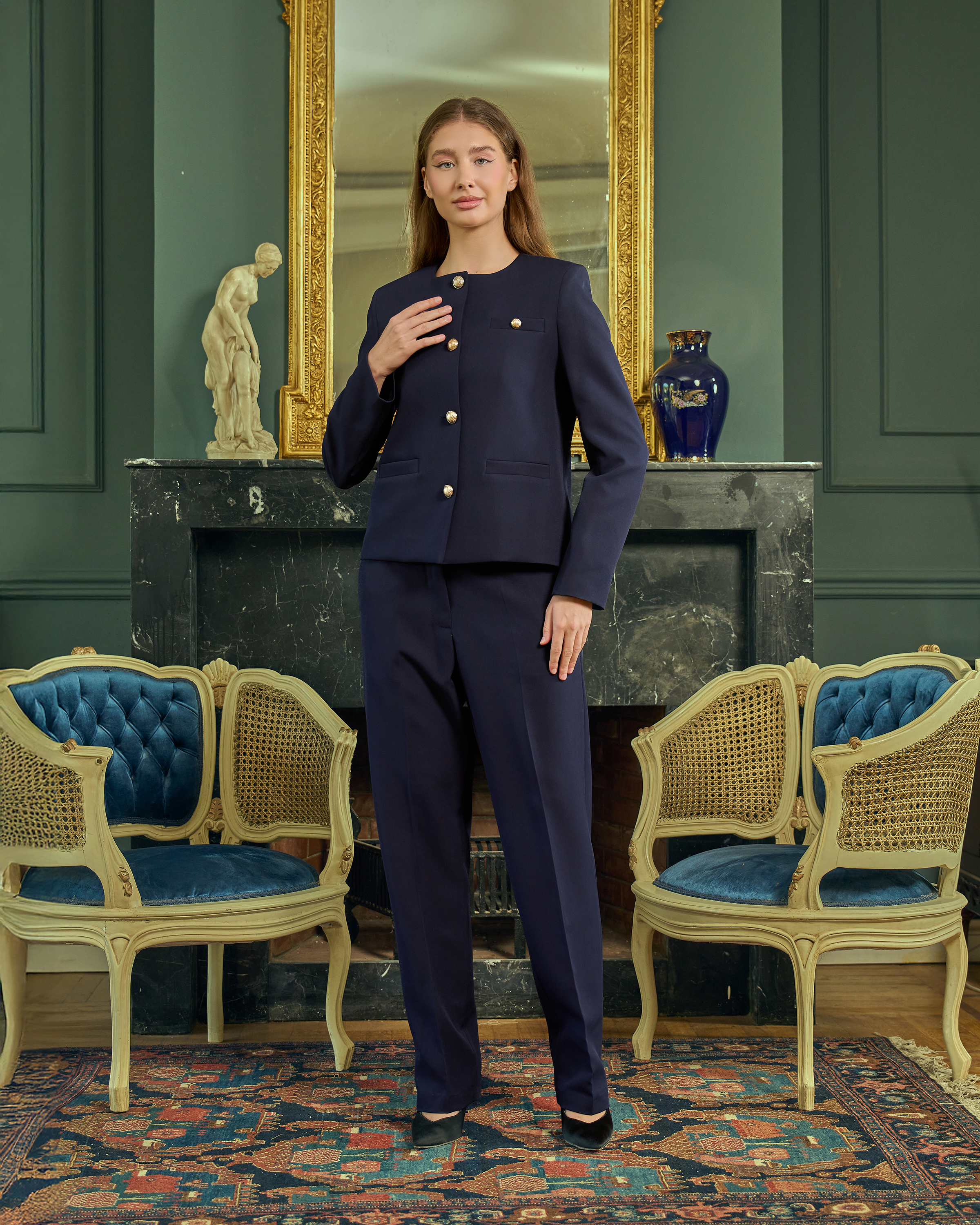 Elevated Classic Collarless Suit Set — 3