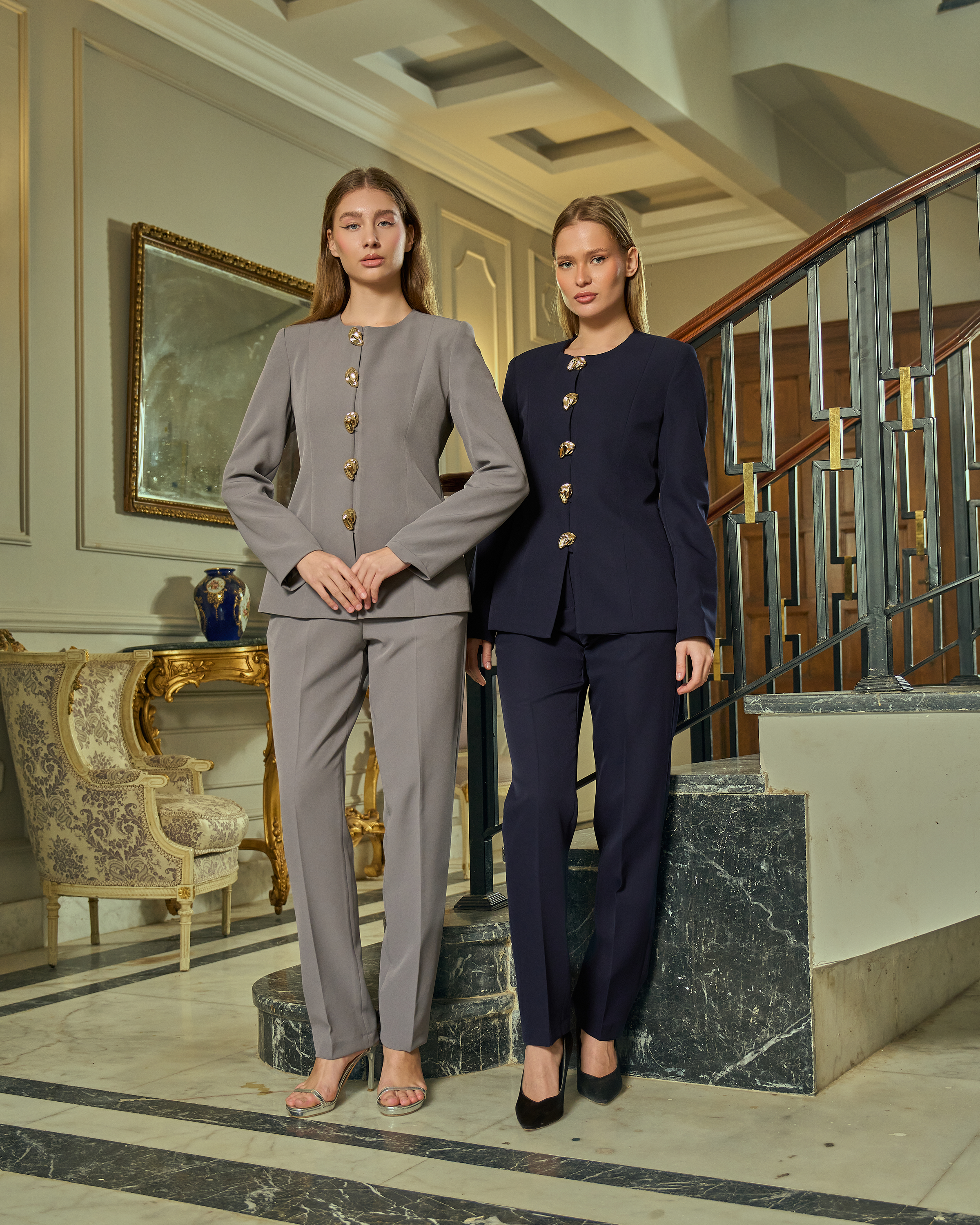 The Sculptural Button Tailored Suit — 11